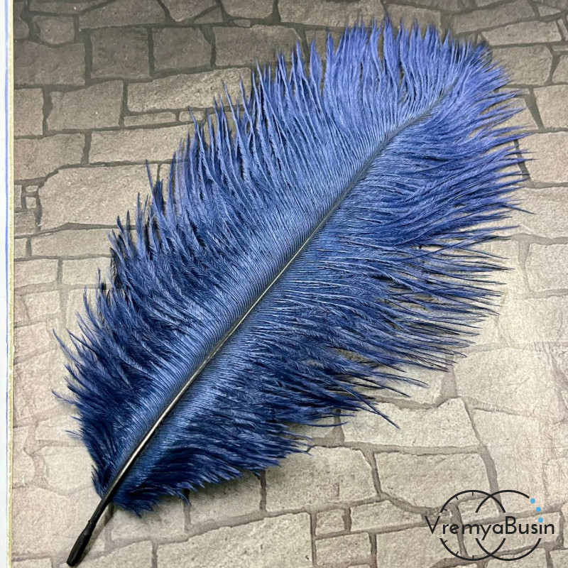 Перо страуса, ок. 15-20 см, цв.     темно-синий      (1 шт.)