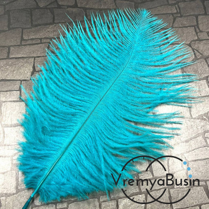 Перо страуса, ок. 15-20 см, цв.       морской волны    (1 шт.)