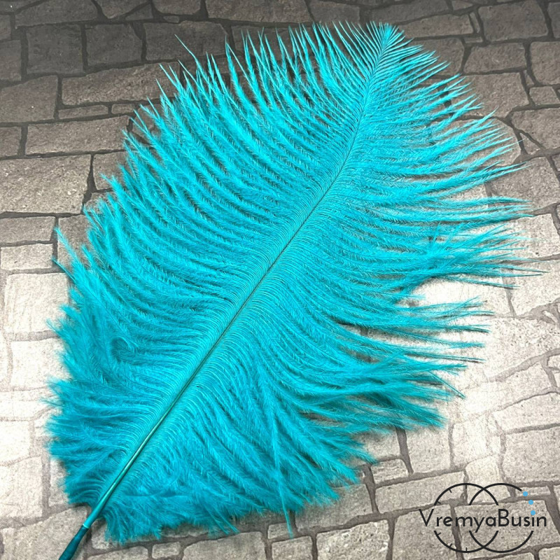 Перо страуса, ок. 15-20 см, цв.       морской волны    (1 шт.)
