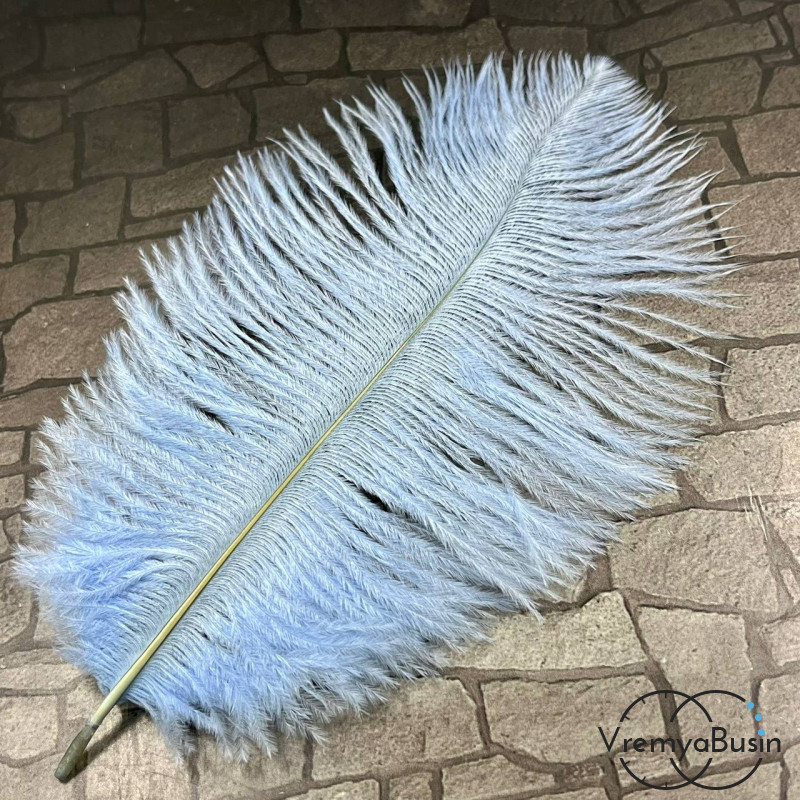 Перо страуса, ок. 15-20 см, цв.     голубой      (1 шт.)