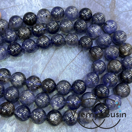 Иолит натур., шарик гладкий 10 мм (1/2 нити, ок. 19 шт.)