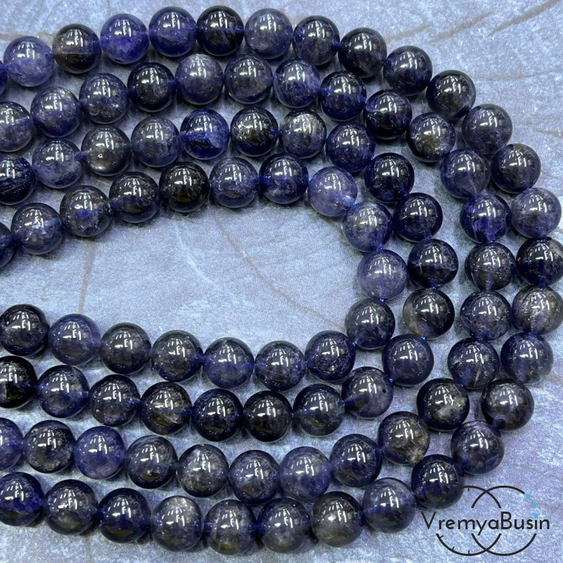Иолит натур., шарик гладкий 8 мм (1/2 нити, ок. 24 шт.)