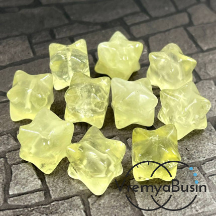 Лимонный кварц, кубик с рельефом звезды, 12х12 мм (1 шт.)