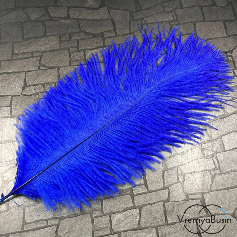 Перо страуса, ок. 15-20 см, цв.     синий     (1 шт.)