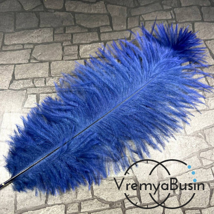 Перо страуса, ок. 15-20 см, цв.      темно-синий     (1 шт.)