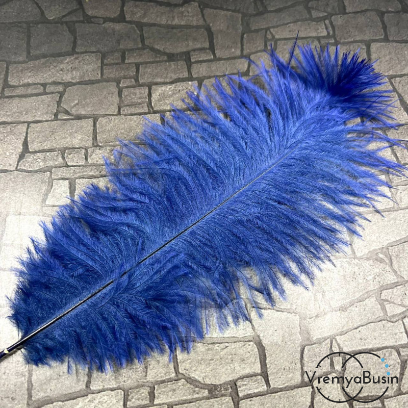 Перо страуса, ок. 15-20 см, цв.      темно-синий     (1 шт.)