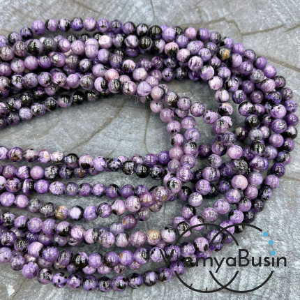 Чароит натуральный, шарик гладкий 6 мм (1/2 нити, ок. 30 шт.)