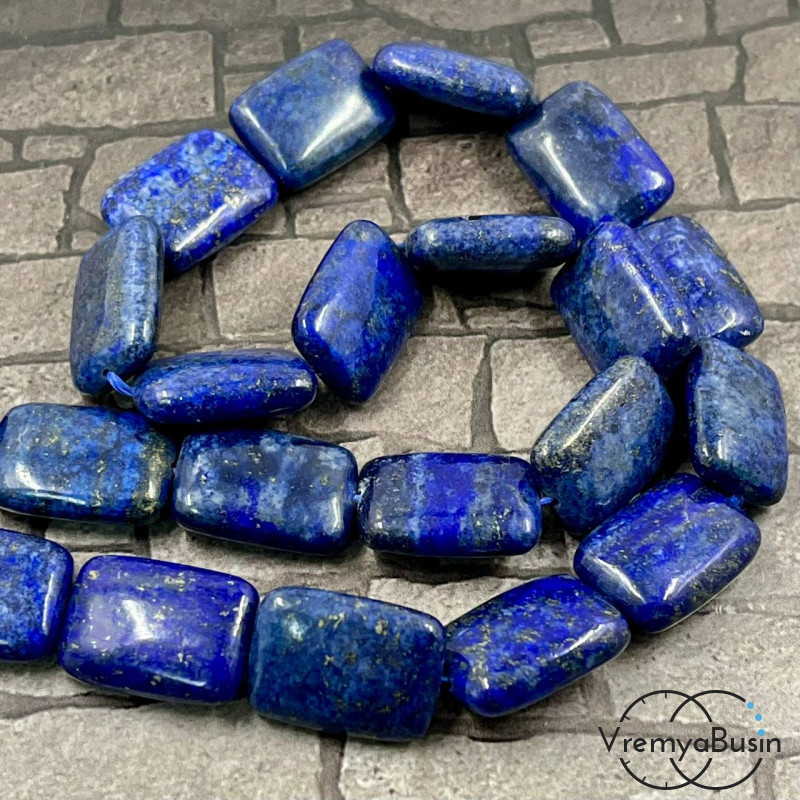 Лазурит, прямоугольник гладкий 13х18 мм (1/2 нити, ок. 11 шт.)