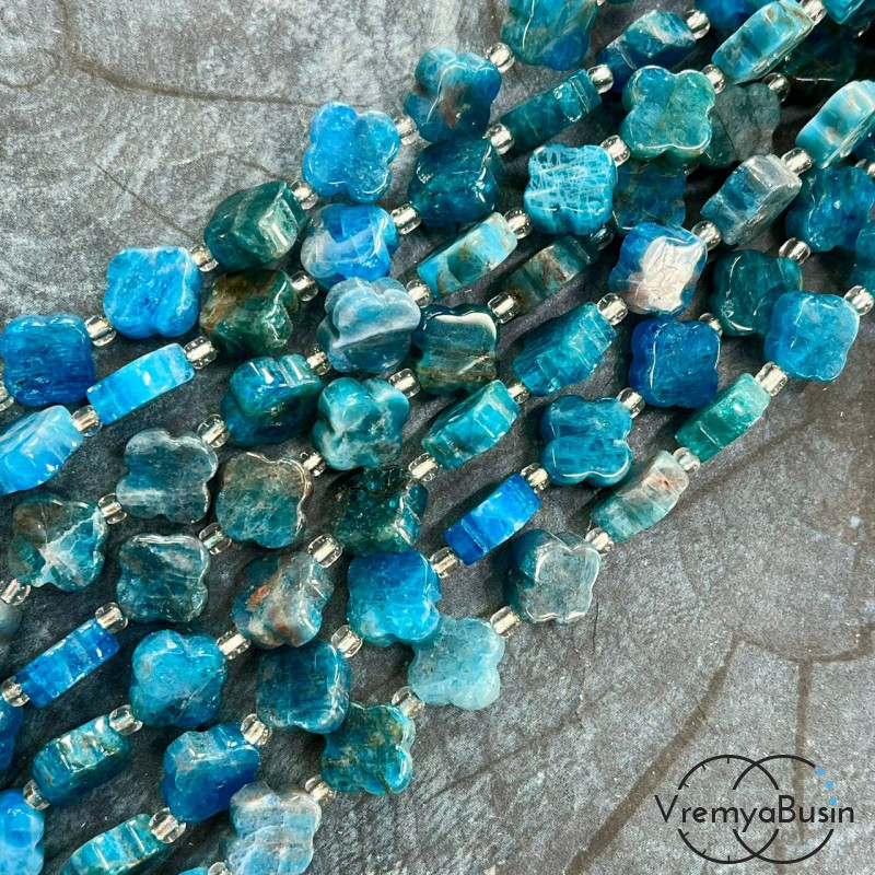 Апатит. Бусины клевер гладкие ок.  12х5 мм (нить, ок. 28 шт.)