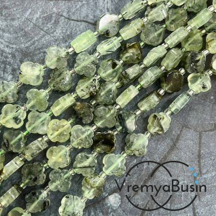 Пренит. Бусины клевер гладкие ок.  12х5 мм (нить, ок. 28 шт.)