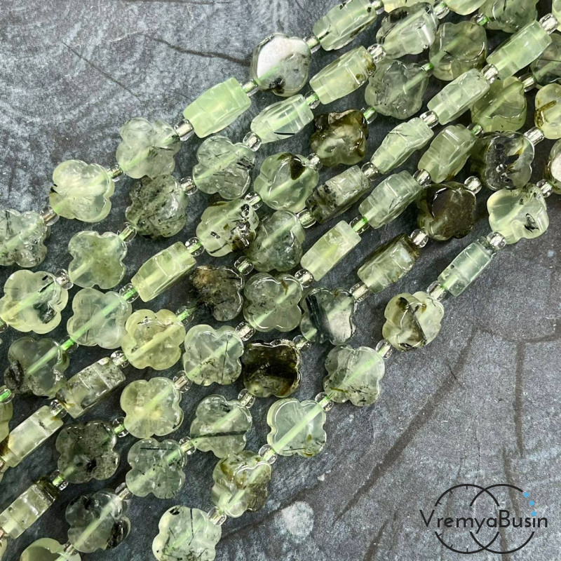 Пренит. Бусины клевер гладкие ок.  12х5 мм (нить, ок. 28 шт.)