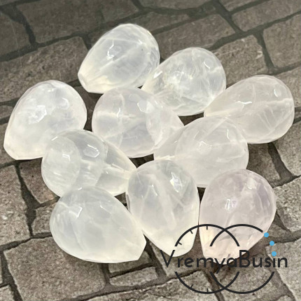 Розовый кварц, капля граненая 15х20 мм (1 шт.)