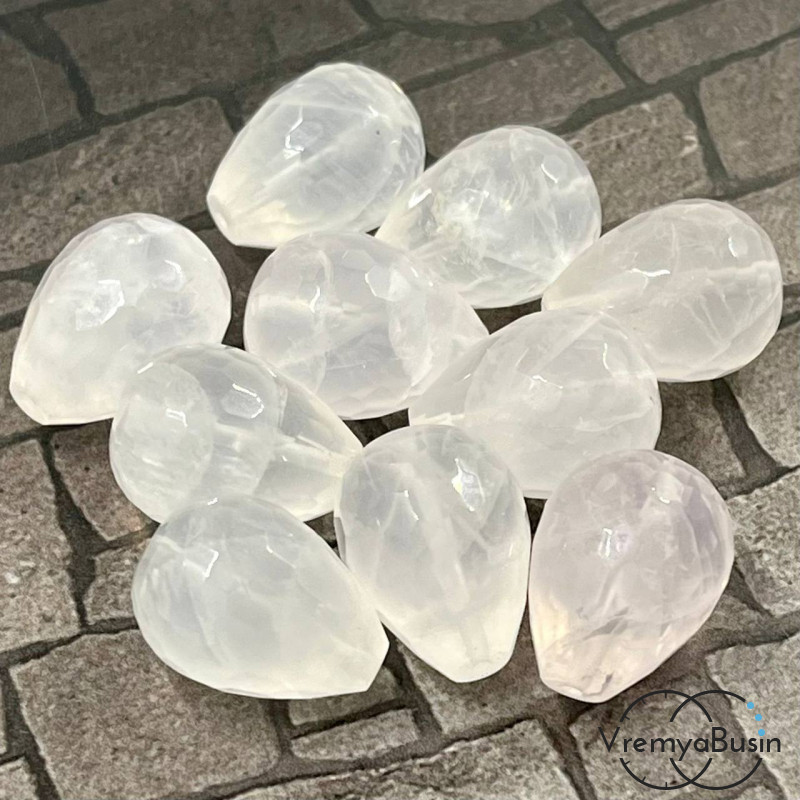 Розовый кварц, капля граненая 15х20 мм (1 шт.)