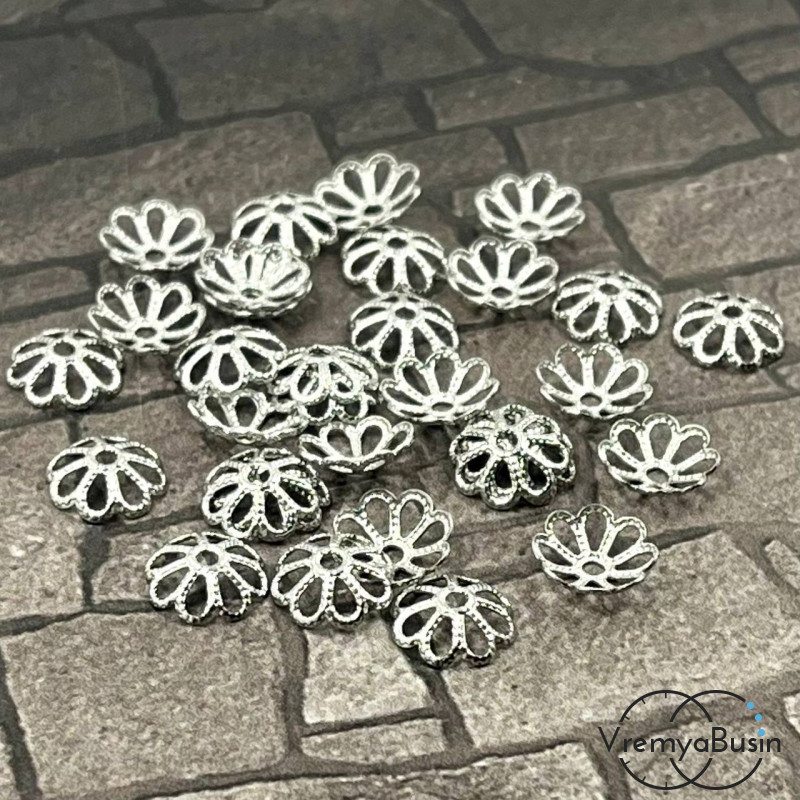  Шапочки для бусин из нержавеющей стали, 8 мм (упак. 10 шт.)