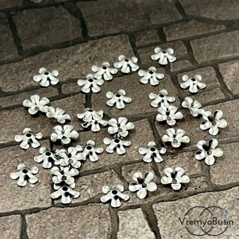  Шапочки для бусин из нержавеющей стали, 6.5 мм (упак. 10 шт.)