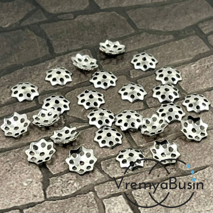  Шапочки для бусин из нержавеющей стали, 8 мм (упак. 10 шт.)