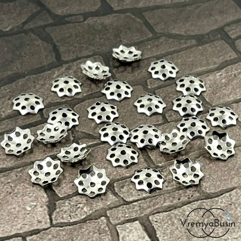  Шапочки для бусин из нержавеющей стали, 8 мм (упак. 10 шт.)