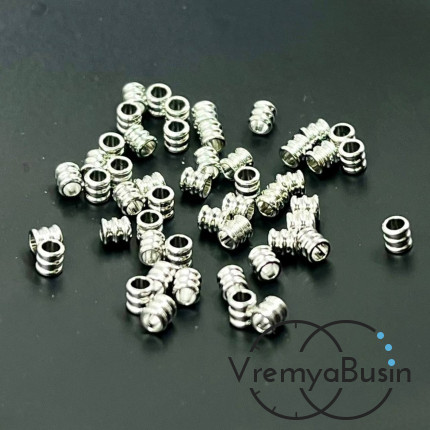 Бусины разделители трубочки, 2х2.5 мм, латунь с родиевым покрытием (10 шт.)