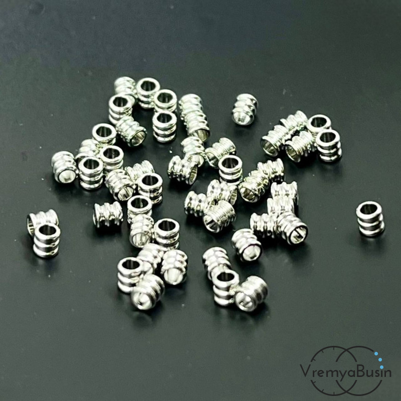 Бусины разделители трубочки, 2х2.5 мм, латунь с родиевым покрытием (10 шт.)