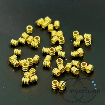 Бусины разделители трубочки, 2х2.5 мм, латунь с позолотой (10 шт.)