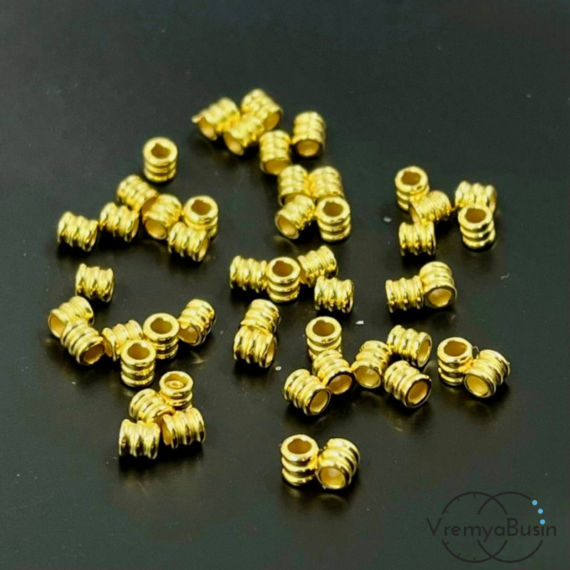 Бусины разделители трубочки, 2х2.5 мм, латунь с позолотой (10 шт.)