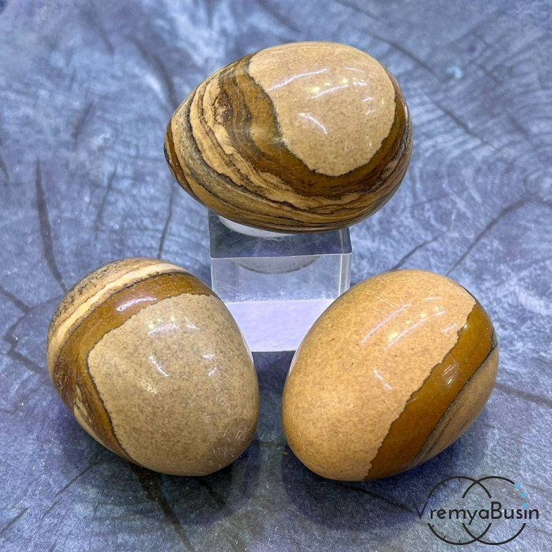 Яшма пейзажная. Яйцо сувенирное из камня, ок. 30х40 мм  (1 шт.)