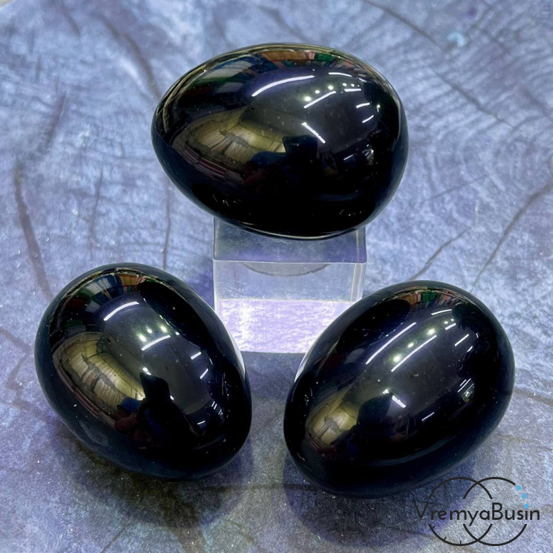 Обсидиан. Яйцо сувенирное из камня, ок. 30х40 мм  (1 шт.)