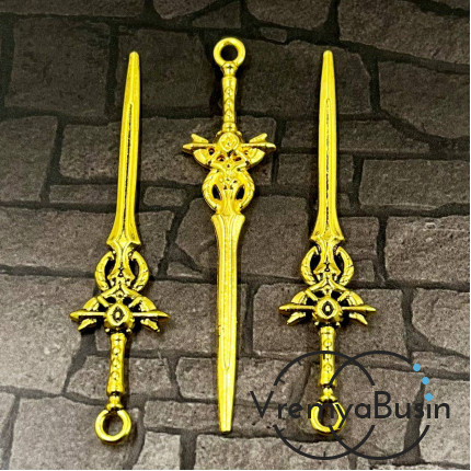 Меч. Подвеска металлическая, 17х70 мм, цв. золото (1 шт.)