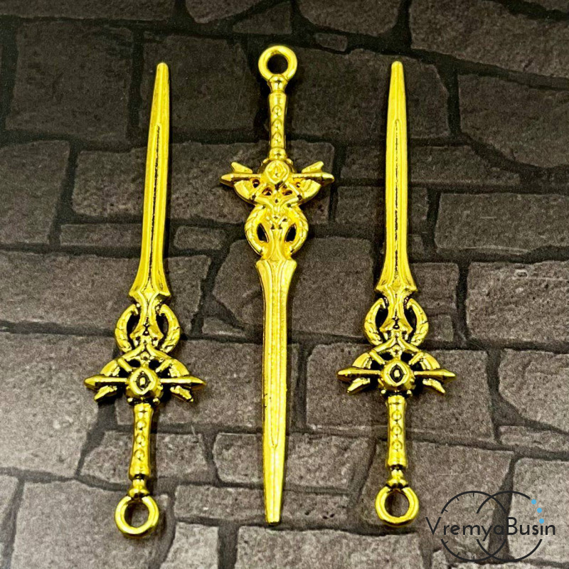 Меч. Подвеска металлическая, 17х70 мм, цв. золото (1 шт.)