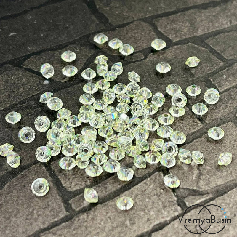Бусины хрустальные кристаллики, блюдце 2х3.5 мм (упак. 20 шт.)