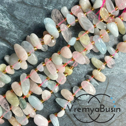 Берилл, галтовка палочки, ок. 8-10х15-25 мм (нить, ок.  60 шт.)