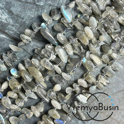 Лабрадор, галтовка палочки, ок. 8-10х15-25 мм (нить, ок.  60 шт.)