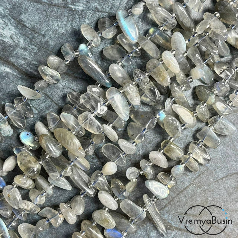 Лабрадор, галтовка палочки, ок. 8-10х15-25 мм (нить, ок.  60 шт.)