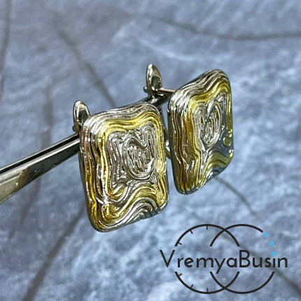 Швензы с английским замком,   18х15      мм, латунь с покрытием биколор (1 пара)