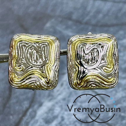 Швензы с английским замком,   18х15      мм, латунь с покрытием биколор (1 пара)