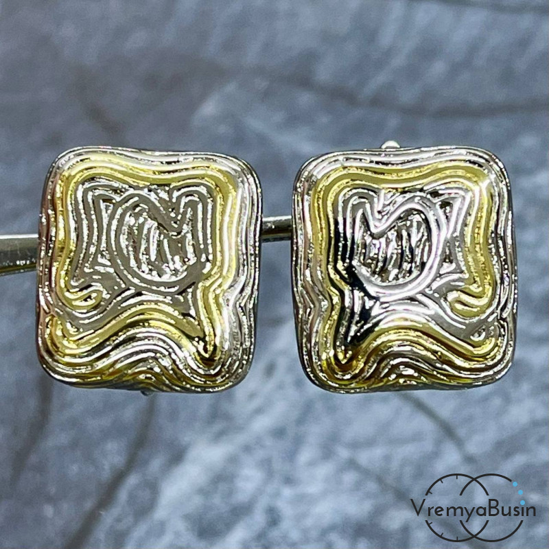 Швензы с английским замком,   18х15      мм, латунь с покрытием биколор (1 пара)