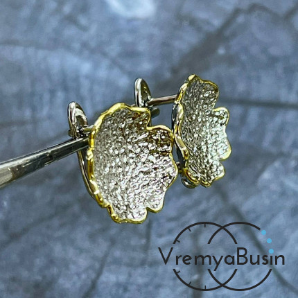 Швензы с английским замком "Цветок",  17х16       мм, латунь с покрытием биколор (1 пара)