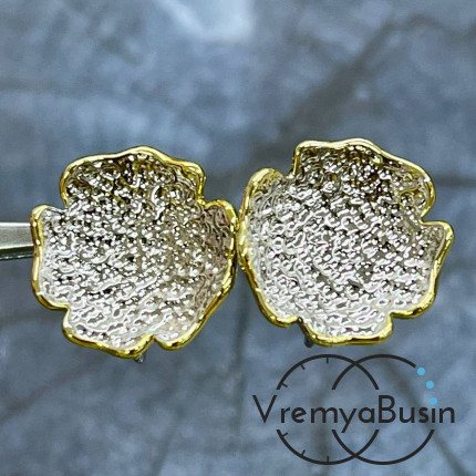 Швензы с английским замком "Цветок",  17х16       мм, латунь с покрытием биколор (1 пара)