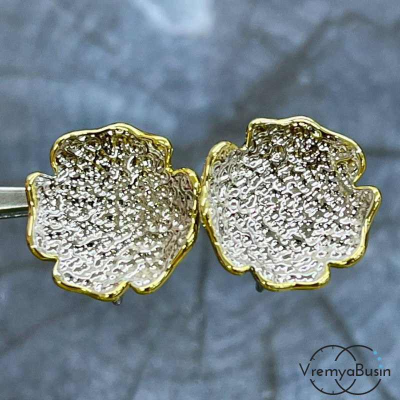 Швензы с английским замком "Цветок",  17х16       мм, латунь с покрытием биколор (1 пара)