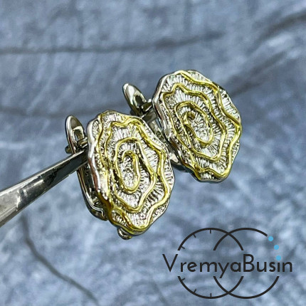 Швензы с английским замком,   17х14      мм, латунь с покрытием биколор (1 пара)