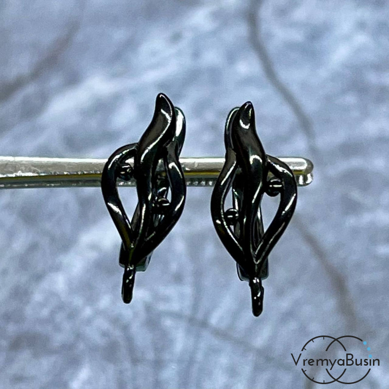 Швензы с английским замком, 16х7 мм, латунь с черным родиевым покрытием (1 шт.) 