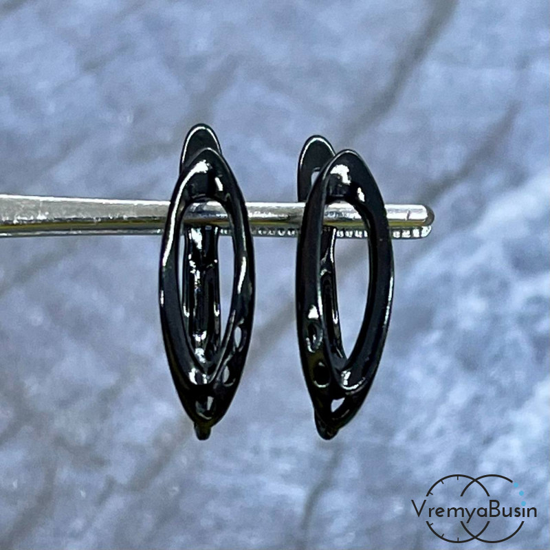 Швензы с английским замком, 17х6 мм, латунь с черным родиевым покрытием (1 шт.) 