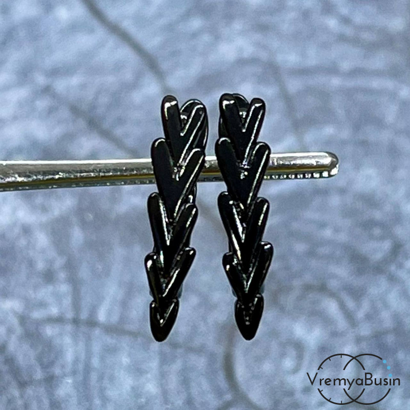 Швензы с английским замком, 17х4 мм, латунь с черным родиевым покрытием (1 шт.) 