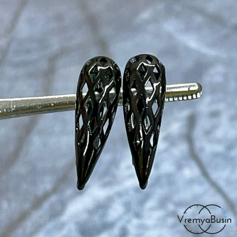 Швензы с английским замком, 17х5 мм, латунь с черным родиевым покрытием (1 шт.) 