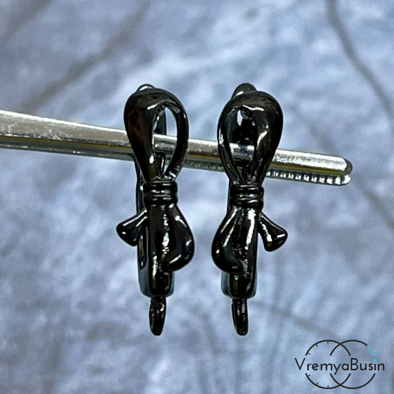 Швензы с английским замком, 18х5 мм, латунь с черным родиевым покрытием (1 шт.) 