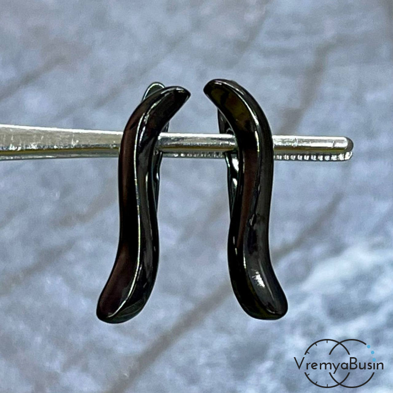 Швензы с английским замком, 21х5 мм, латунь с черным родиевым покрытием (1 шт.) 