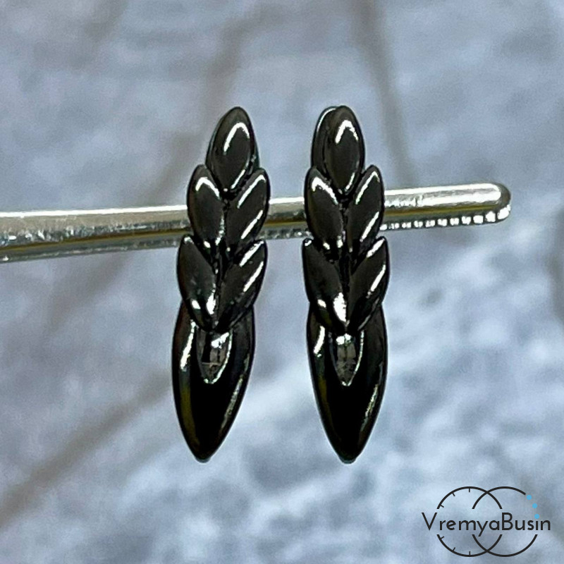 Швензы с английским замком, 17х4 мм, латунь с черным родиевым покрытием (1 шт.) 