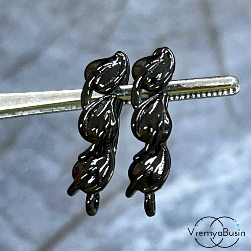 Швензы с английским замком, 18х5 мм, латунь с черным родиевым покрытием (1 шт.) 