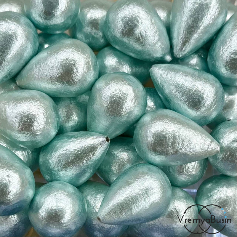 Жемчуг хлопковый, капля 16х24 мм, цв.  бирюзовый    (1 шт.)