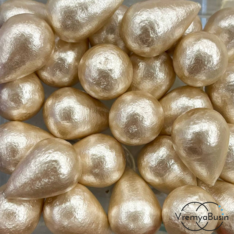 Жемчуг хлопковый, капля 16х24 мм, цв.  кремовый    (1 шт.)